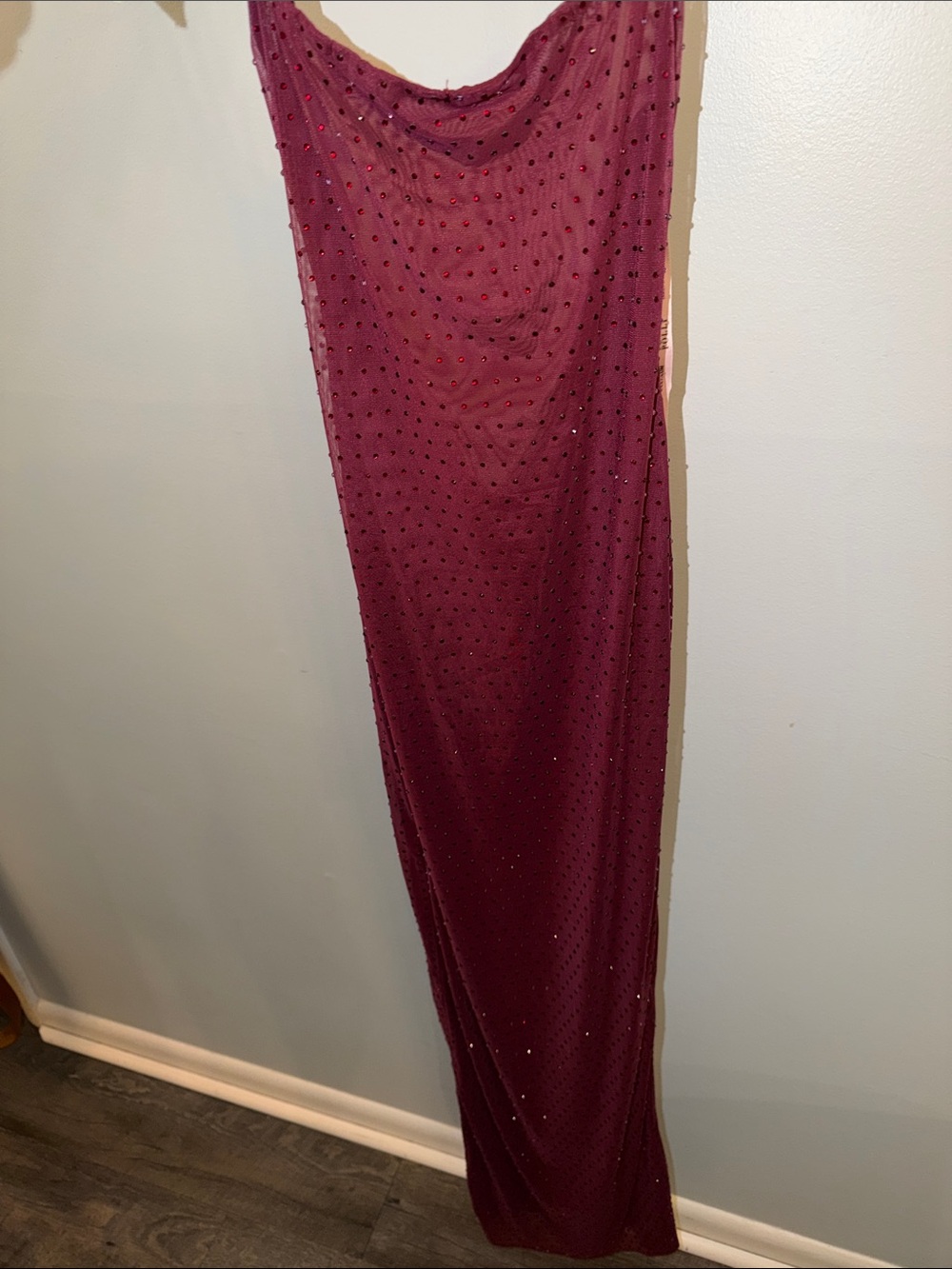 Oh Polly Sequin-Embellished Slip Maxi Dress — Burgundy - Picture 5 of 6